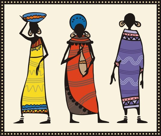 Set of African women in traditional clothing